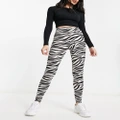 Miss Selfridge leggings in zebra print-Multi
