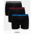 Jack & Jones 3 pack trunks with colour pop waistband in black