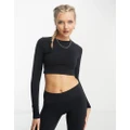 Pull & Bear long sleeve second skin top in black (part of a set)