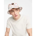 Santa Cruz classic label unisex bucket hat in white with all over logo print (part of a set)