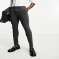 ASOS DESIGN super skinny wool mix suit pants in herringbone in charcoal-Grey