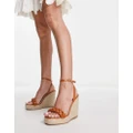 Glamorous espadrille wedge heeled sandals in tan-Brown