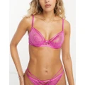 Ann Summers Radiant lace non padded plunge bra with strapping detail in violet-Purple