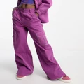Native Youth straight leg twill cargo pants in purple (part of a set)