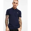 Lacoste taped logo polo shirt in navy