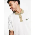 Lacoste classic fit polo shirt in off white with contrast tipping