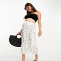 Mamalicious Maternity wrap front midi skirt in mono spot print-Multi