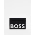 BOSS Orange leather large logo card holder in black