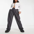 Only pleat wide leg tailored pants in charcoal-Grey