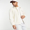 Hollister cozy borg overshirt jacket in cream-White