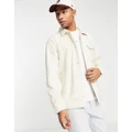 Hollister cozy borg overshirt jacket in cream-White