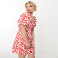 Glamorous square neck mini smock dress with tie back in red floral