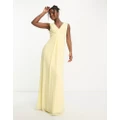 TFNC Bridesmaid v-neck chiffon maxi dress in lemon-Yellow