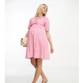 Mamalicious Maternity floral mini dress in pink