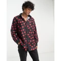 Sister Jane Unisex button up shirt in red heart print-Black