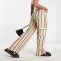 Daisy Street linen stripey Y2K cargo pants-Multi