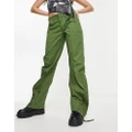 Motel ruched hem slouch pants in hunter green