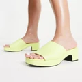 Monki mid heel chunky platform heeled sandals in lime green