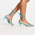& Other Stories leather minimal strappy low heels in bright blue