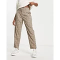 Monki tailored pants in beige grid print (part of a set)-Neutral