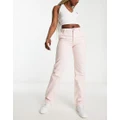 Monki workwear straight leg jeans in pink