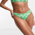 Monki bikini briefs in green swirl print
