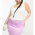 ASOS DESIGN Curve satin mini skirt with curved hem in violet-Purple