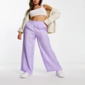Monki metallic straight leg pants in lilac-Purple