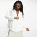 Pieces Bride To Be satin longline blazer in white (part of a set)