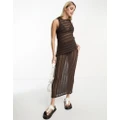 Pull & Bear ladder detail maxi skirt in brown (part of a set)