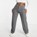 Pull & Bear high waisted seam front tailored straight leg pants in grey