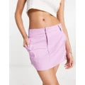 Daisy Street linen cargo Y2K mini skirt in lilac-Purple