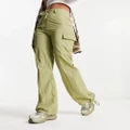 Daisy Street fitted parachute cargo pants in khaki-Green