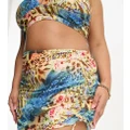 Reclaimed Vintage Plus swim skirt in leopard print-Multi