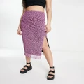 Monki mesh midi skirt with split in pink meadow floral-Multi