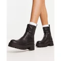 Pull & Bear Wide Fit chunky ankle boots in black