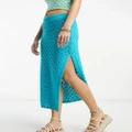 ASOS DESIGN Petite crochet midi skirt in wave stitch in blue (part of a set)