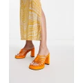 Glamorous caged heeled sandals in orange