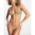 Volcom Yess leopard triangle bikini top in multi