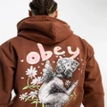 Obey garden fairy back print hoodie in brown