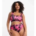 Reclaimed Vintage Plus high waist bikini bottoms in pop pink floral print-Multi