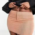 Daisy Street 90s mini skirt in brown stripe