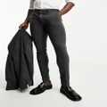 ASOS DESIGN skinny wool mix suit pants in herringbone in charcoal-Grey