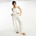 Y.A.S Bridal jacquard pants in white (part of a set)