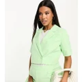 Mamalicious Maternity cropped blazer jacket in mint (part of a set)-Green