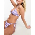Noisy May triangle bikini top in purple butterfly print