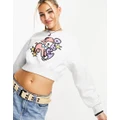 Obey animal print cropped sweat in grey