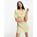 Whistles frill detail floral print linen dress in yellow-Multi