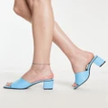Monki block heeled mule sandals in blue