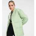 Reclaimed Vintage Inspired quilted jacket in light khaki-Green